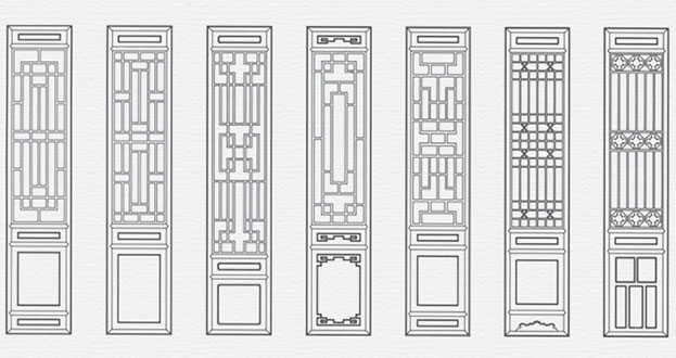 东洲常用中式仿古花窗图案隔断设计图